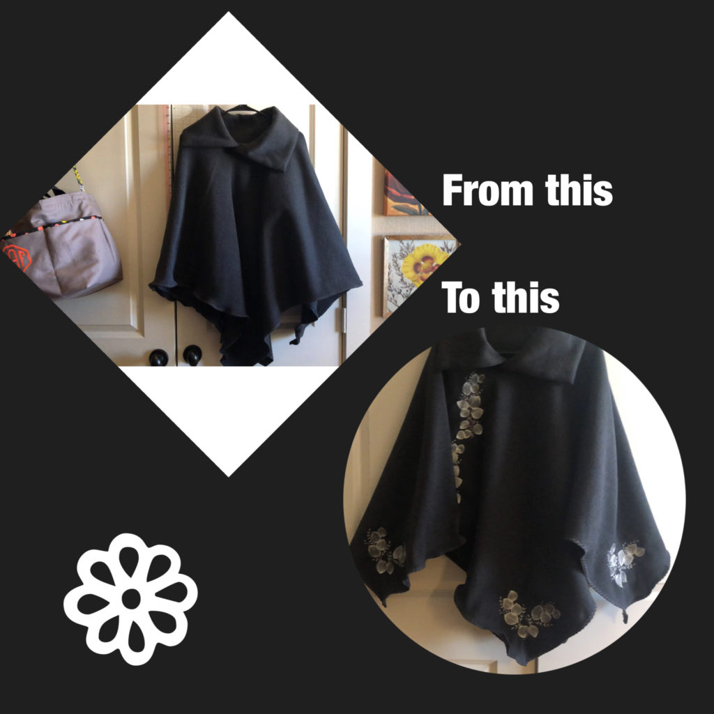Sew and embroider sweater fleece poncho